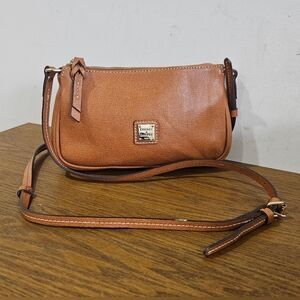 Dooney And Bourke British Tan Leather  Small Crossbody Bag